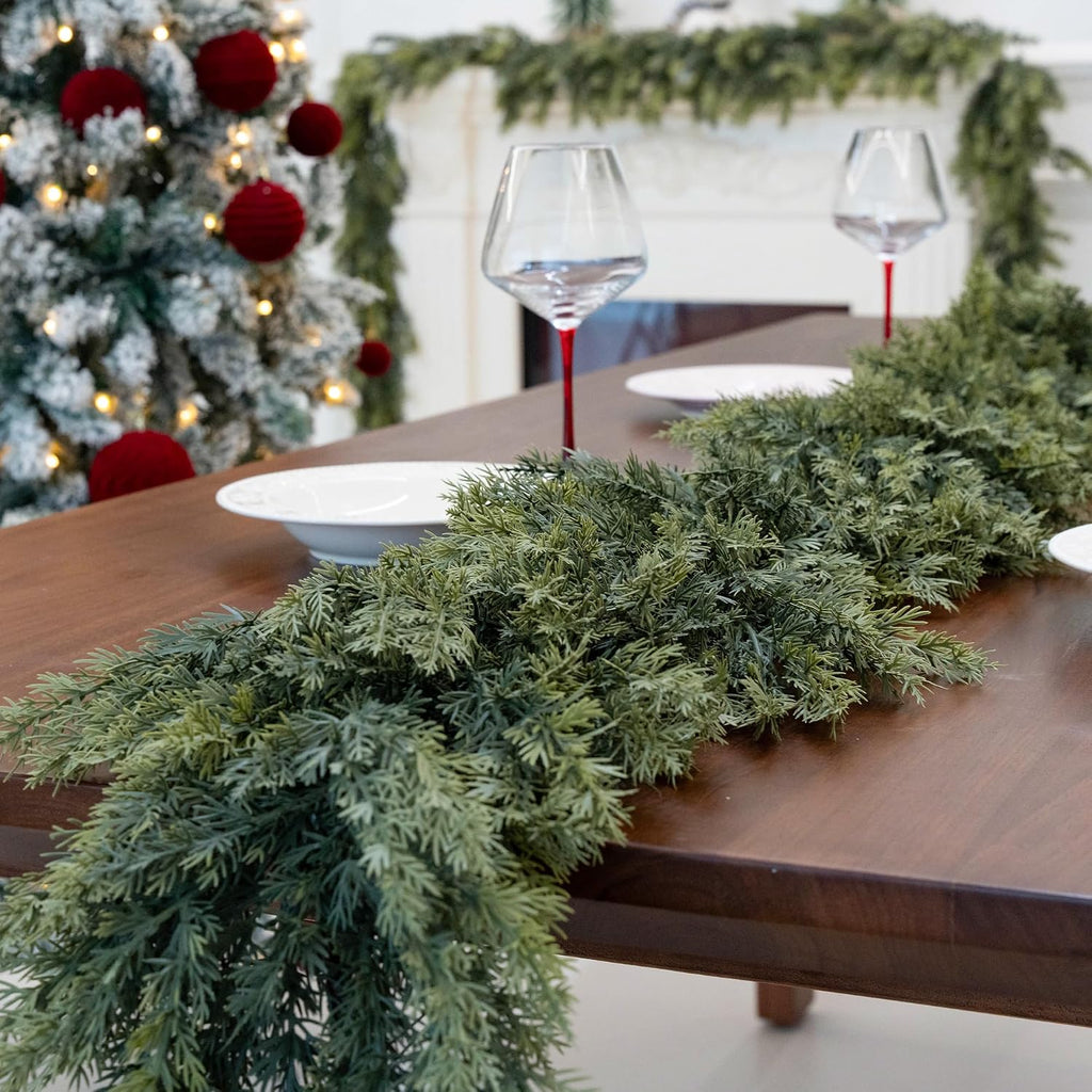 15FT Real Touch Artificial Cedar Garland for Christmas Decor