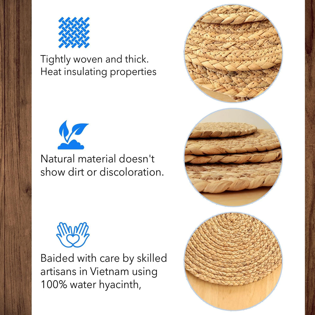 Round Woven Placemats, Natural, 35cm, Set of 2