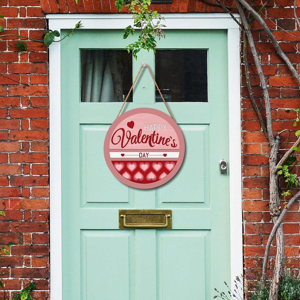 Happy Valentine's Day Welcome Door Sign 12"x12" Valentines Day Decorations Door Hanger Rustic Wooden Hanging Wall