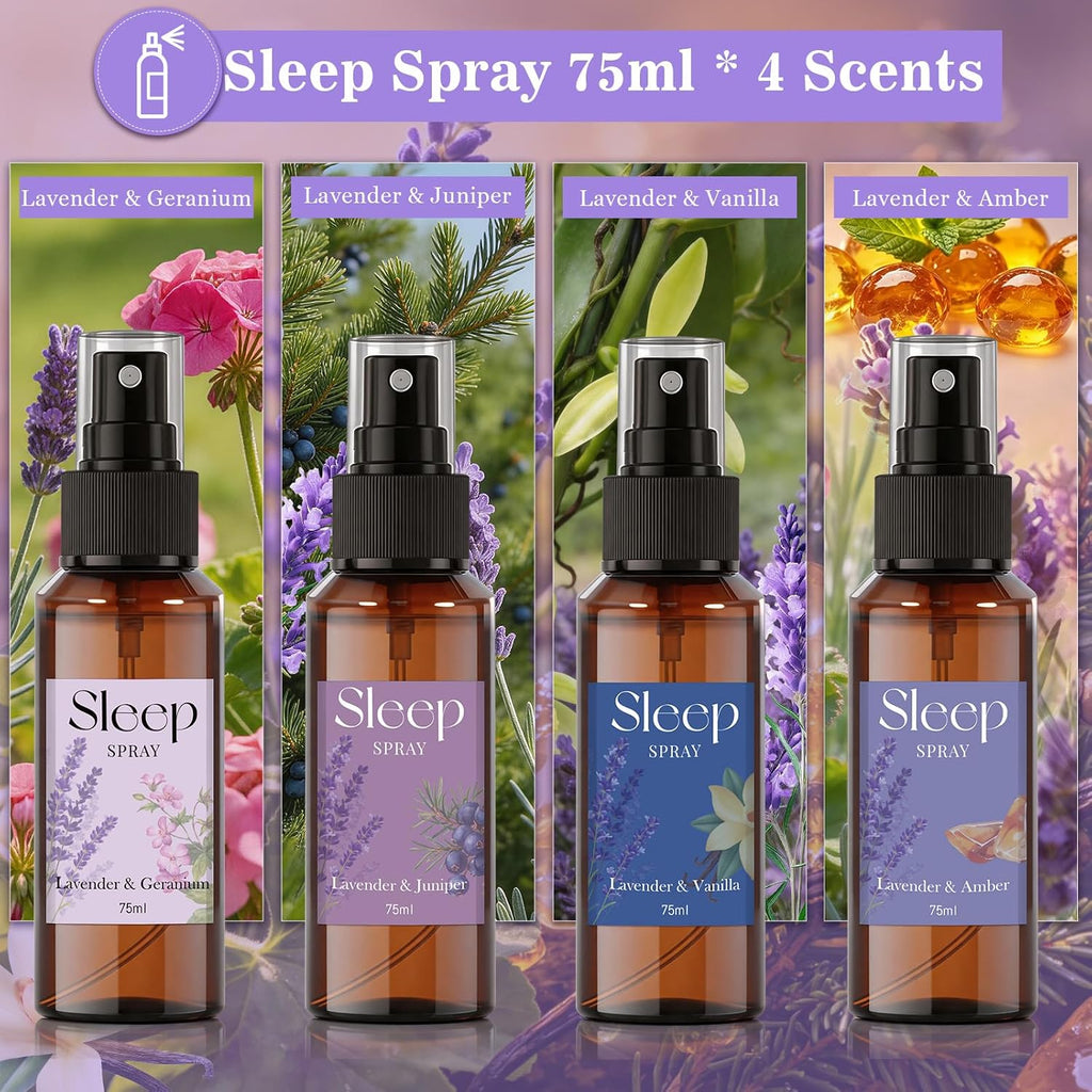 Room Spray with Lavender Essential Oil for Sleep, Pillow Sleep Spray - Set of 4