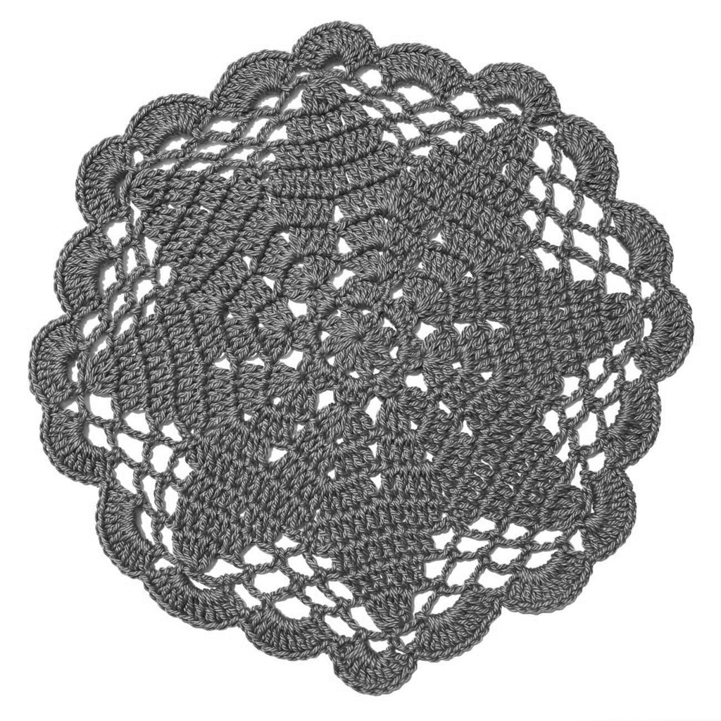 3 PCS 7 Inch Crochet Lace Doilies Coasters Handmade Knitted Small Plants Mug Cup Place Mats (Dark Grey)