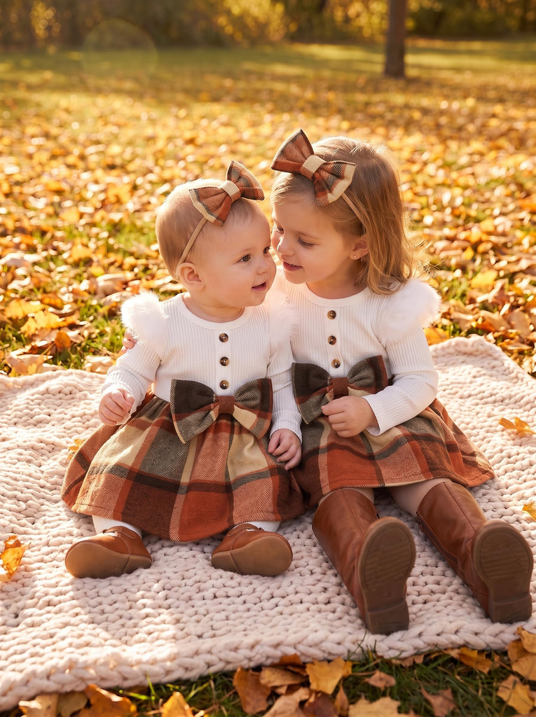 Toddler Baby Girl Plaid Dress Fall Winter Outfits