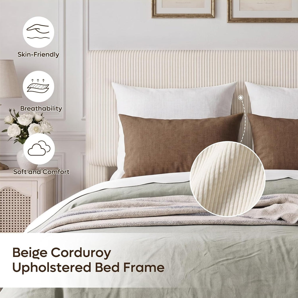 Queen Bed Frame with Headboard,Platform Queen Bed Frame with LED Lighting,Bed Frame Wooden Slats Support,No Box