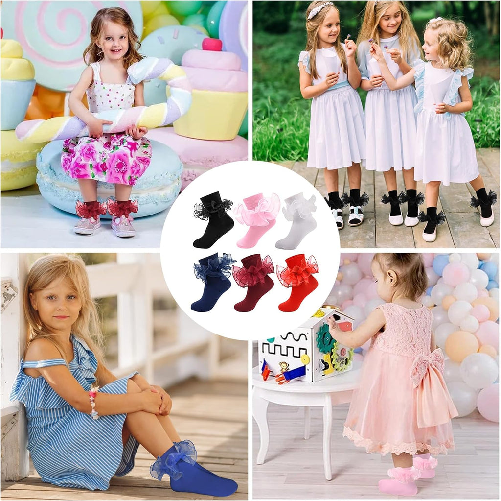 Double Lace Turn Cuff Frilly Church Dress Socks