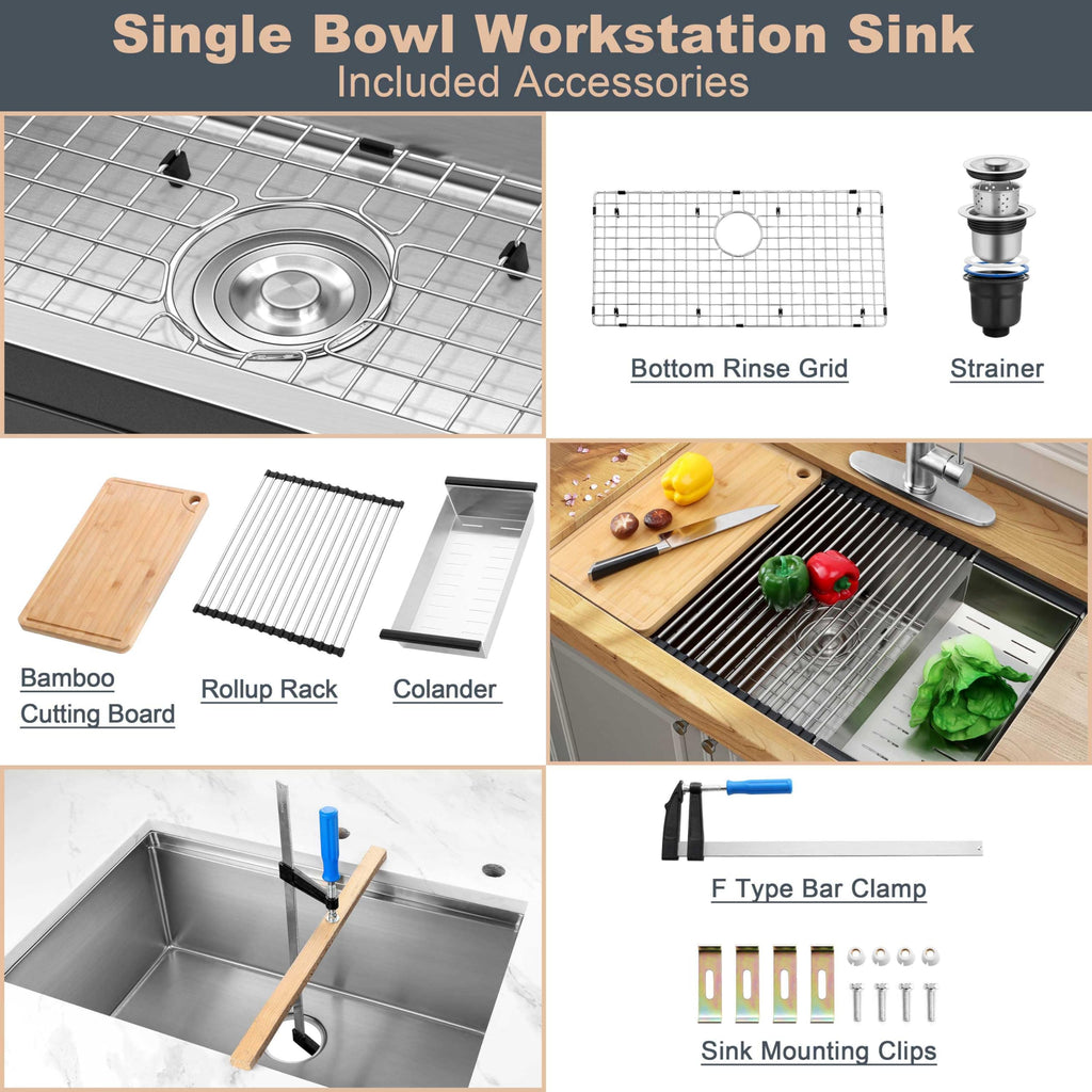 Kitchen Sink, 33 x 19 Inch Large Farmhouse Undermount Kitchen Sink, 18/10 Stainless Steel R10 Corner 10 Inch Deep