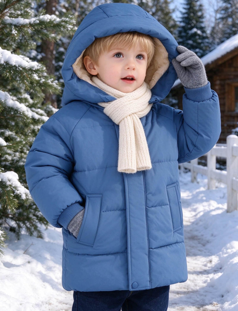 Baby Girls Winter Jackets Blue Toddler Fleece Coat for Kids