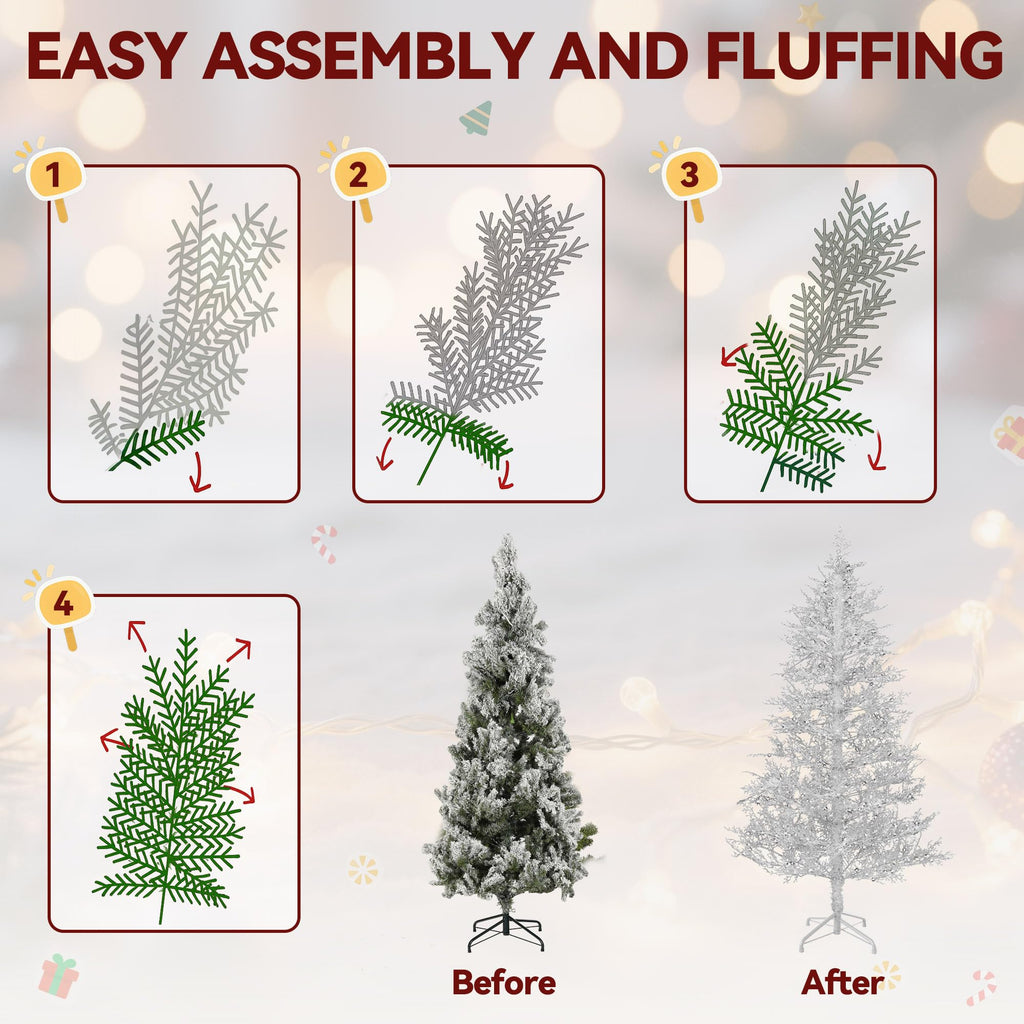 6FT Prelit White Birch Christmas Tree W/300 LED Lights, Remote Control