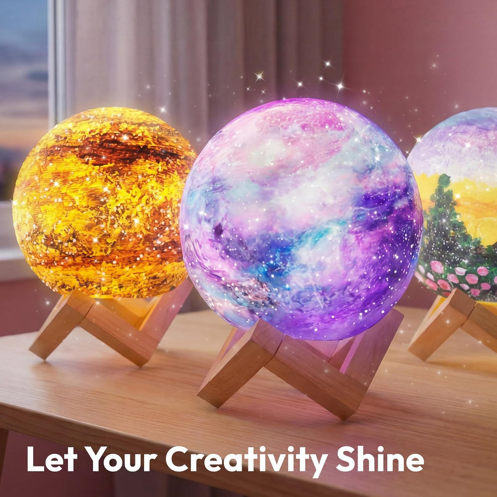 DIY 3D Moon Night Light, Paint Your Own Moon Lamp Kit Galaxy Lamp Arts and Crafts Kit, School Activities, Birthday