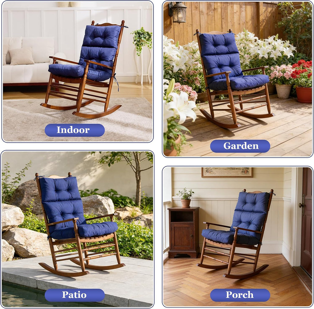 Rocking Chair Cushion, Waterproof and Fade-Resistant Adirondack Rocker Cushions, Indoor/Outdoor Rocking Chair Pads