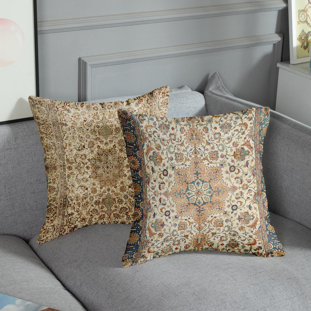 Linen Throw Pillow Covers Set of 4, 20 x 20 Inch, Boho Mandala