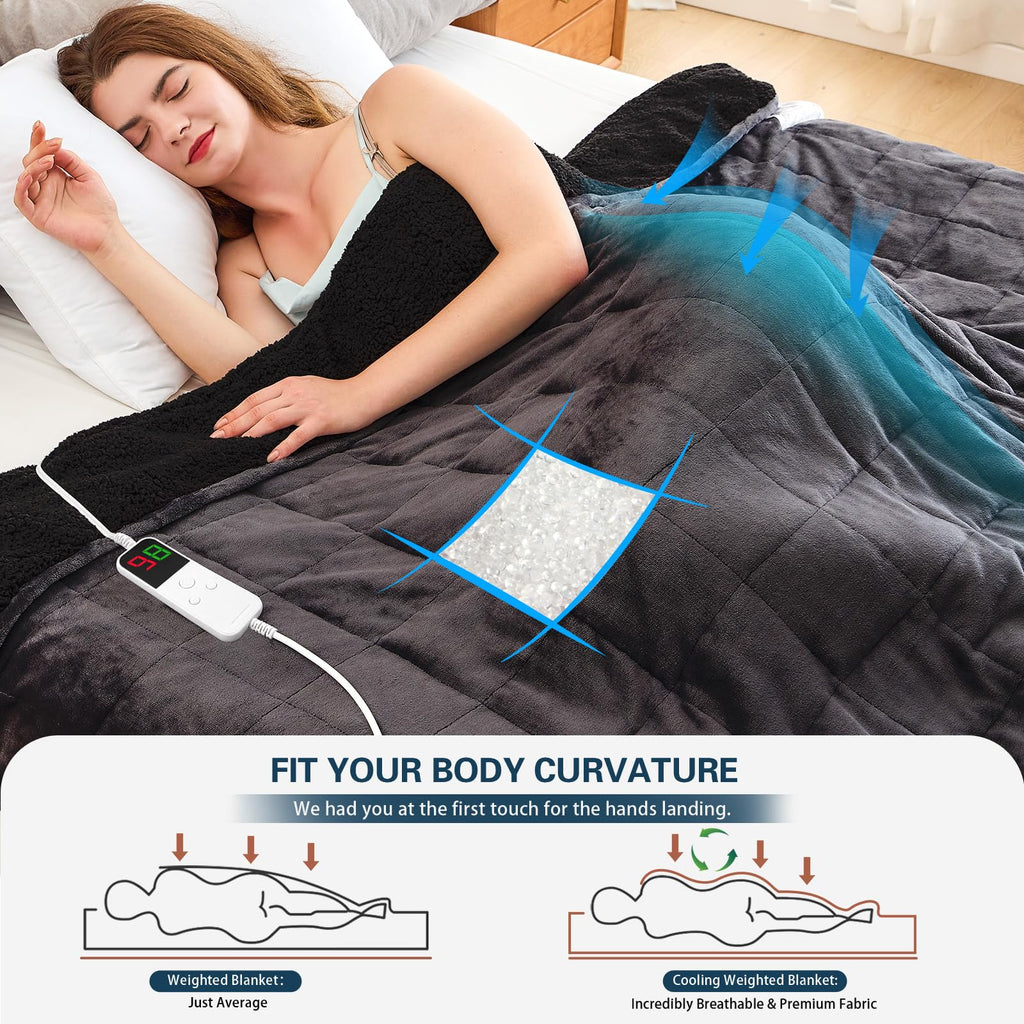 Heated Weighted Blanket for Adults, Heated Blanket, 50" x 60", 13lbs, Grey