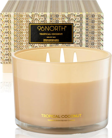 Luxury Coconut Soy Candle | Large 3 Wick Jar Candle | Up to 50 Hours Burning Time | Tropical Beach Scented Candles - Set of 12