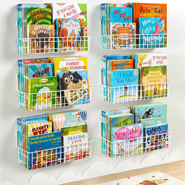 Pack Wall Mounted Bookshelf for Kids Rooms, Metal Nursery Shelves