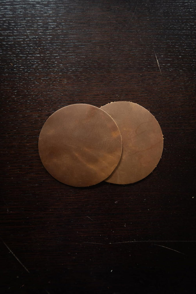 Real Natural Grain Leather Coasters - Durable Non-Slip (Luggage) Distressed Design for Table Protection - Set of 6