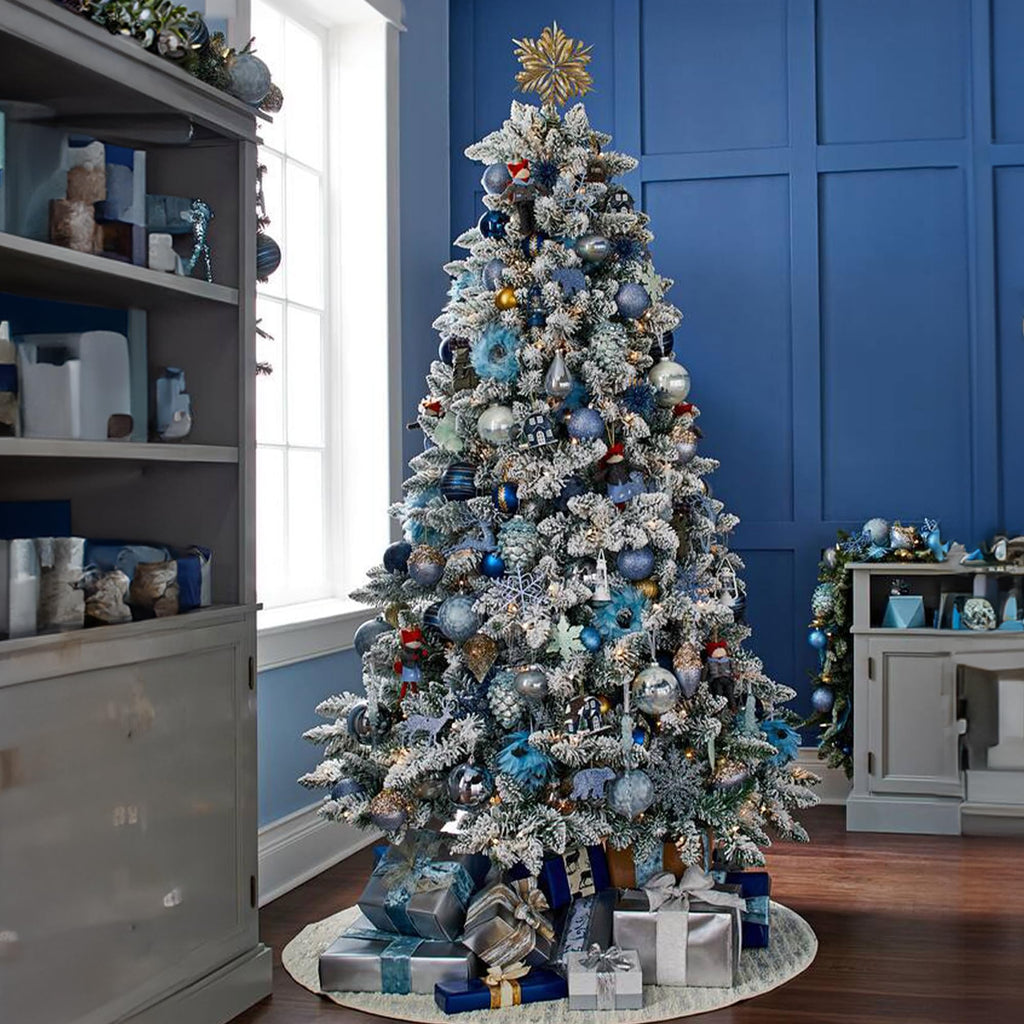 Cypress - Pre-Lit Flocked Christmas Tree - 7 ft Warm White/Multi LED