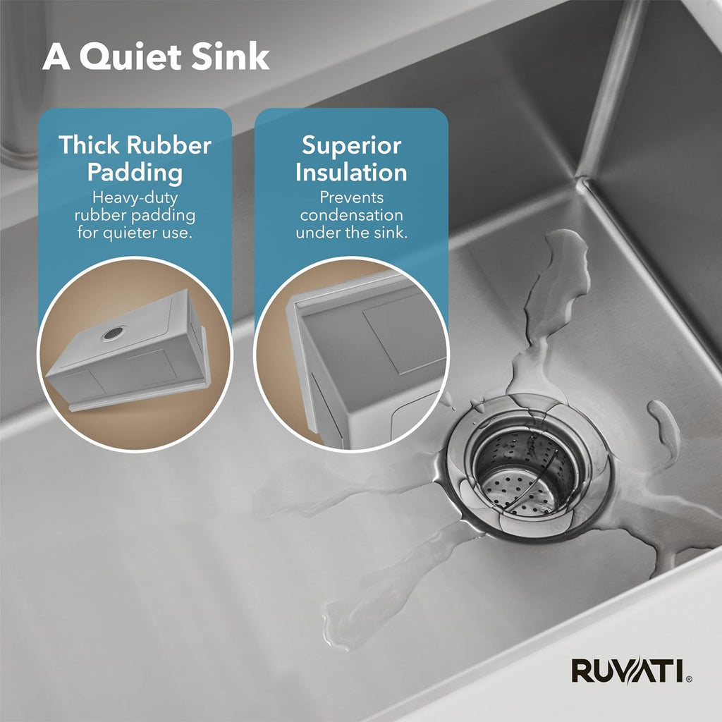 32-in 16-Gauge Rounded-Corner Undermount Kitchen Sink - RVH7400