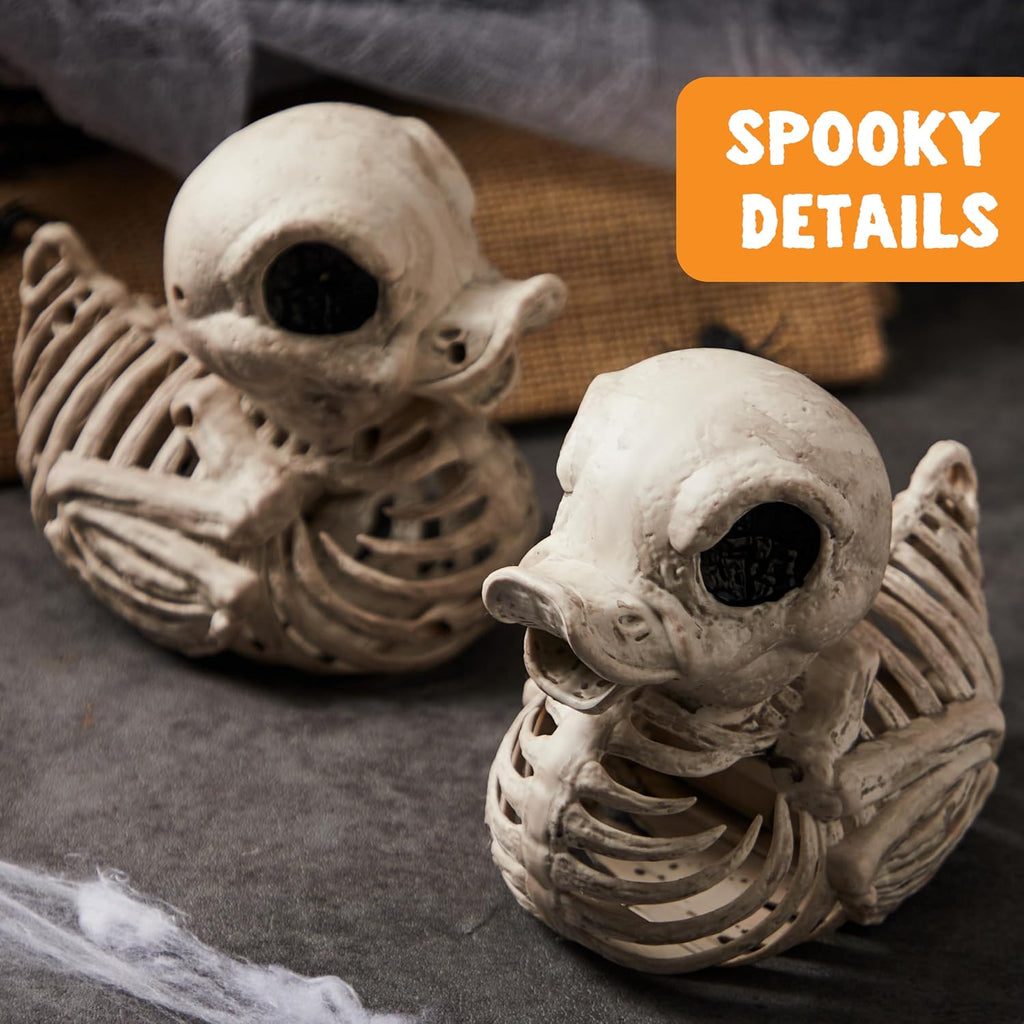 4.5" Duck Skeleton Plastic Bones Halloween Decorations for Spooky Animal Courtyard Halloween Graveyard Decor - Set of 2