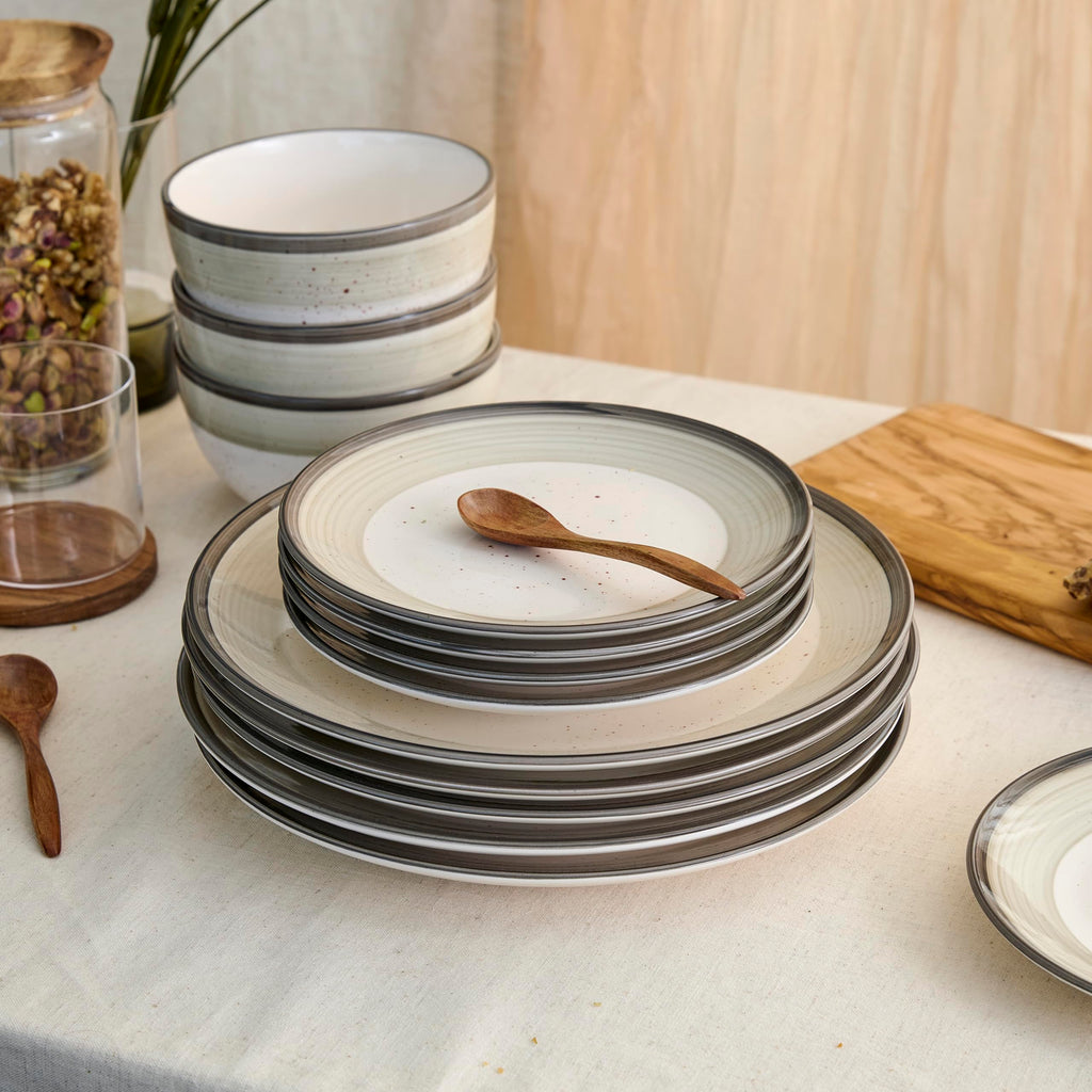 Harlow 24-Piece Dinnerware Set Earthenware, Stoneware Dish Set for 8, Plates and Bowls Set, Microwave and Dishwasher
