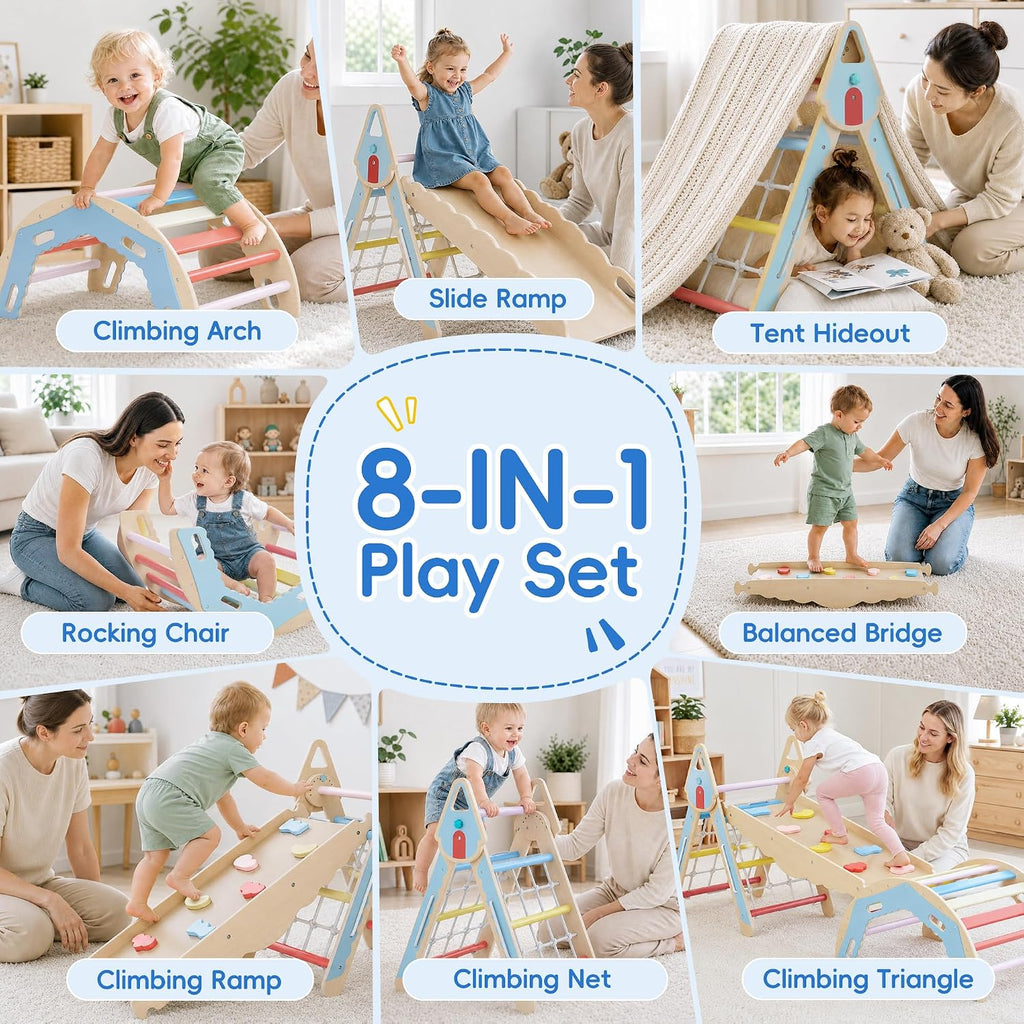 Triangle Set, 8 in1 Foldable Climbing Toys Set for Kids Indoor