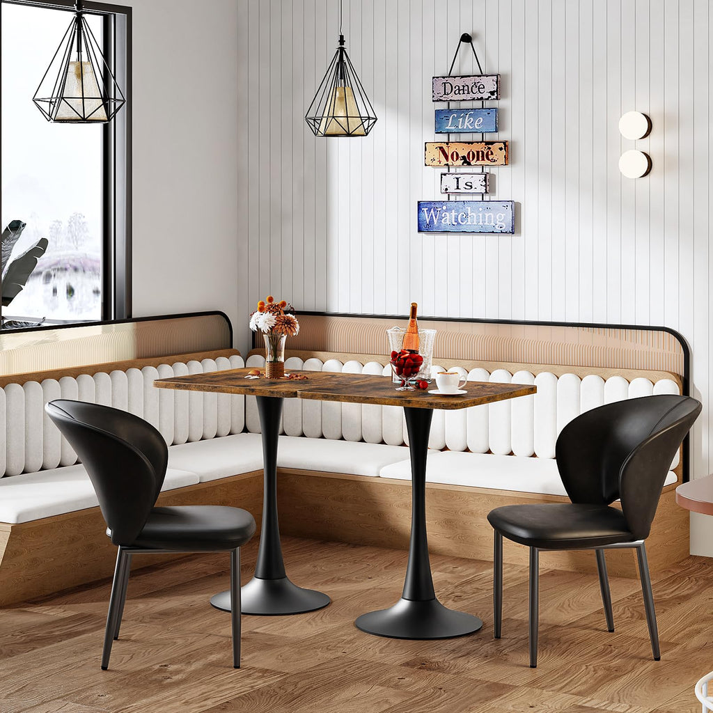 Dining Table, Square Dining Table for 2, 27.6" Dining Room Table for Small Spaces, Tulip Kitchen Table, Anti-Slip
