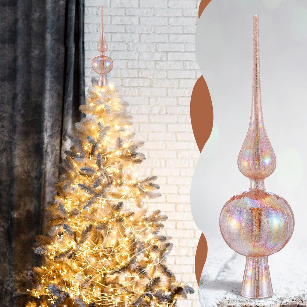 12" Mercury Glass Christmas Tree Topper,Classic,Glitter