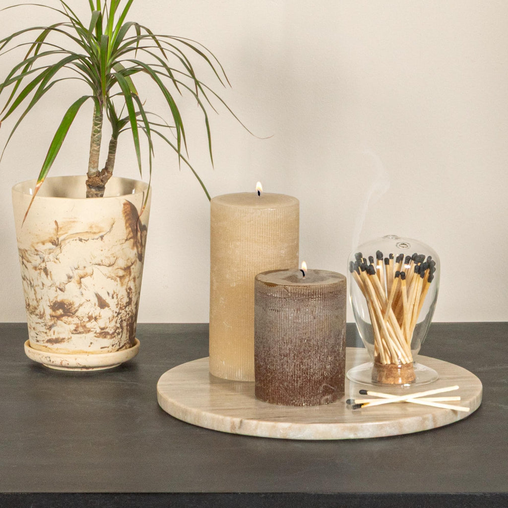 Elegant Marble Round Cheese Board, Beige