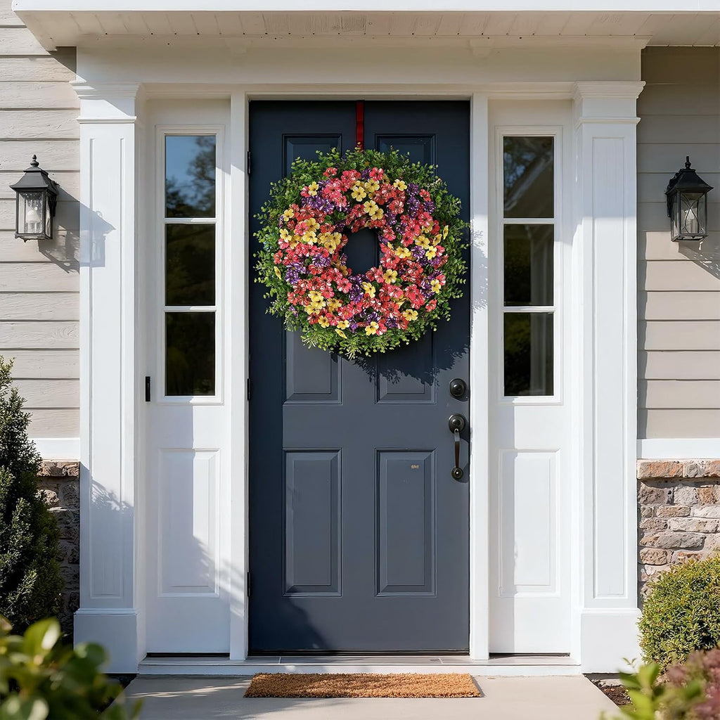 26" Artificial Eucalyptus Silk Flower Wreath for Front Door(Mixed Color)