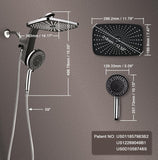 High Pressure Rain Shower Head: Upgrade Shower Heads with Handheld Spray Combo with Fixed Showerhead and 10 Sprays