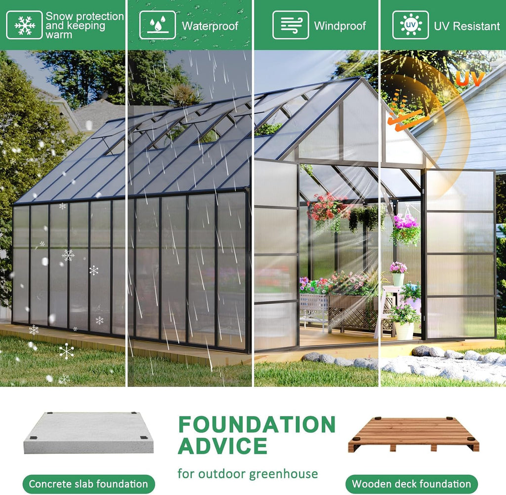 32x10x10 FT Extra Large Greenhouse for Outdoor with Transparent Roof Vents Swing Door, Easy Assembly Heavy Duty