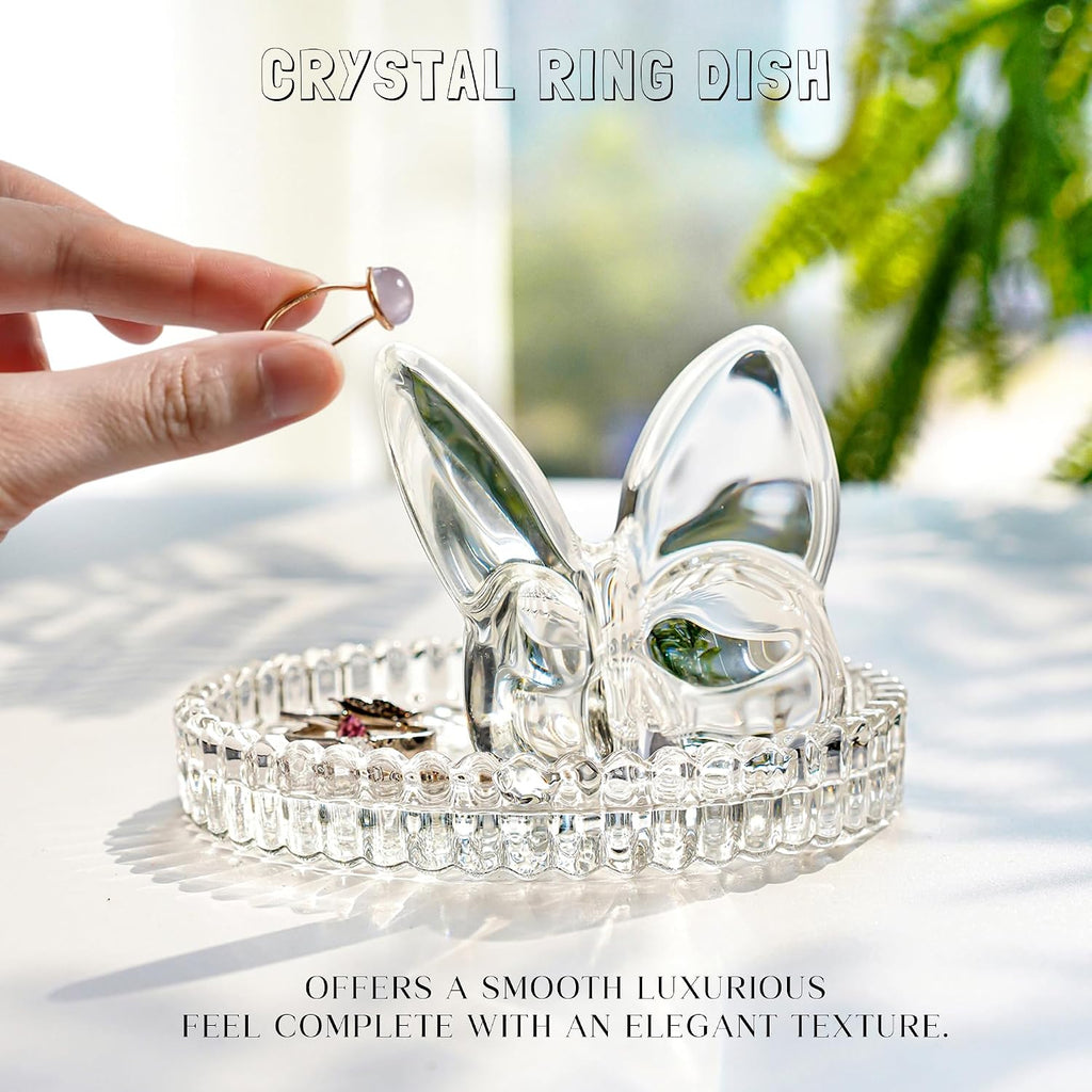 4 Inch Crystal Butterfly Ring Holder Dish Jewelry Tray Wedding Decor