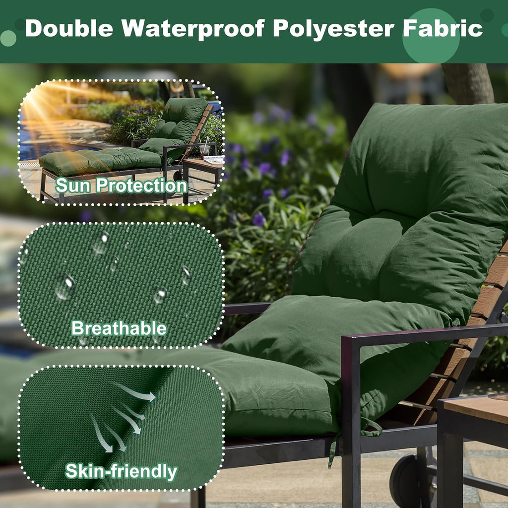 Outdoor Lounge Chair Cushions, 74.4 x 22 x 4.7 Inches Waterproof Fade Resistant Patio Cushion for Chaise Lounger