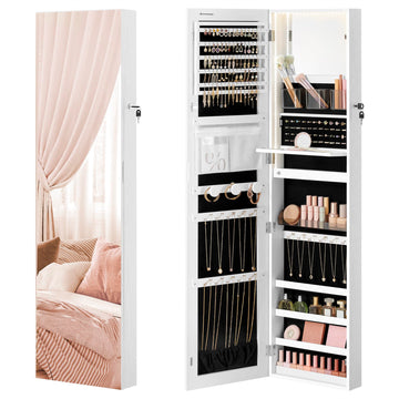 Jewelry Cabinet Armoire with Mirror, Wall or Door Mount, 55 Inches
