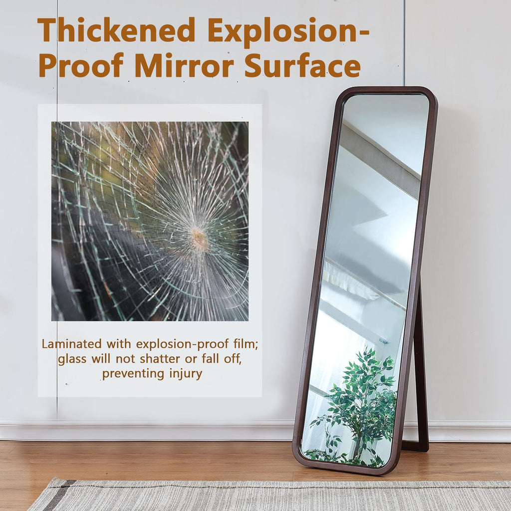 Walnut Wood Floor Mirror, 63 x 18 in