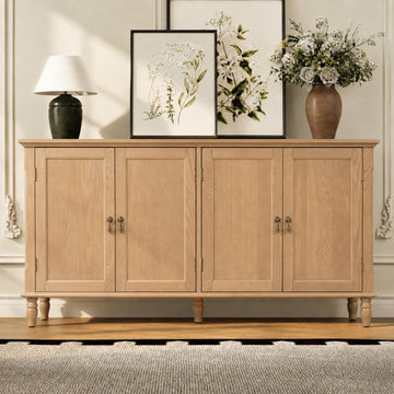 58" Vintage Buffet Cabinet with Storage, Solid Wood Veneer