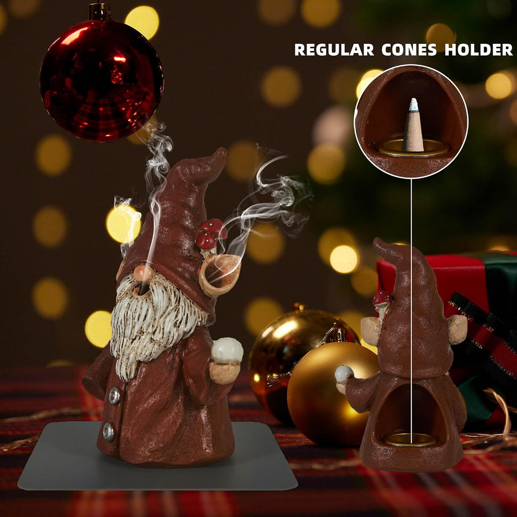 Incense Holder for Sticks, Cute Gnome Statue Incense Cone Burner Ornaments, Adorable Gnome Home Decoration, Unique