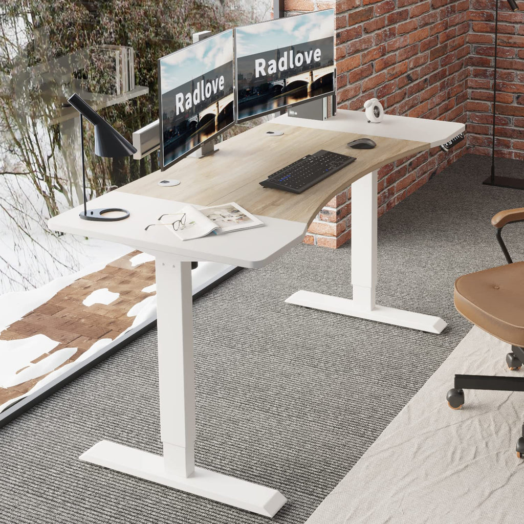 Dual Motor Height Adjustable Standing Desk, 63 x 30 Height Adjustable Computer Desk Sit Stand Desk Home Office Desks