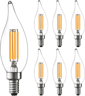 CA10 E12 LED Candelabra Light Bulbs 40W Dimmable 6 Pack