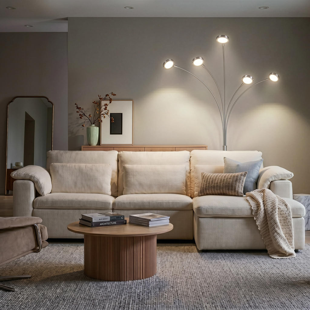 Orion Arc Floor Lamp, Tree Floor Lamp with 5 Adjustable Arms, Multi-Head Standing Lamp with Flexible Rotating LEDs