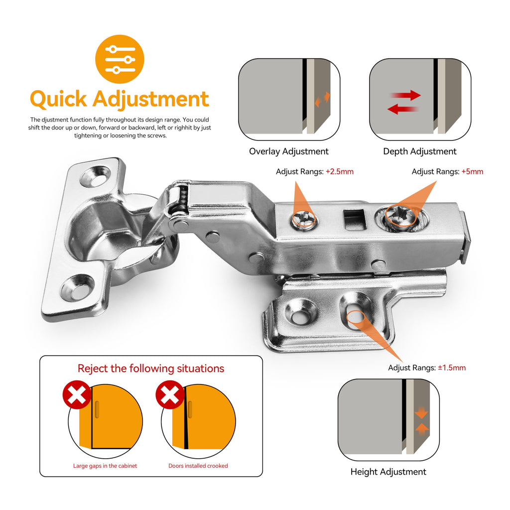 2-Pack Soft Close 26mm Cup Cabinet Hinges for Thin Door(14-16mm)