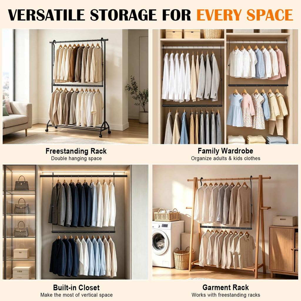 Adjustable Closet Rod for Hanging Clothes 2Pack Hanging Closet Rod Extender