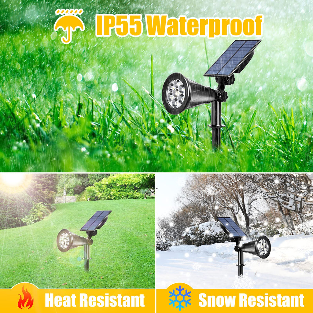Solar Spot Lights Outdoor Waterproof, Warm White, 4 Pack