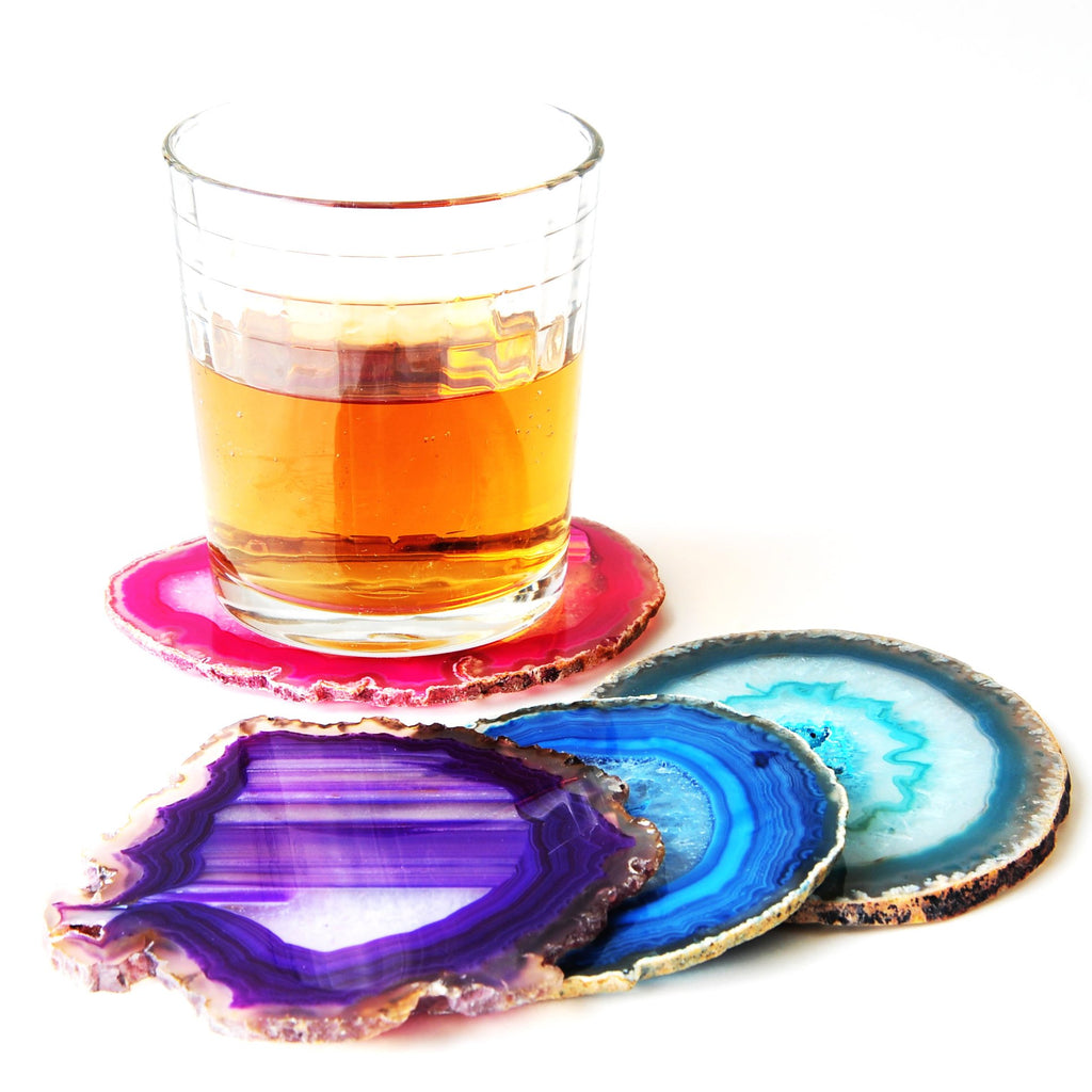 4-5" Mixed Dyed Color Agate Coasters Polished Natural Geode Sliced