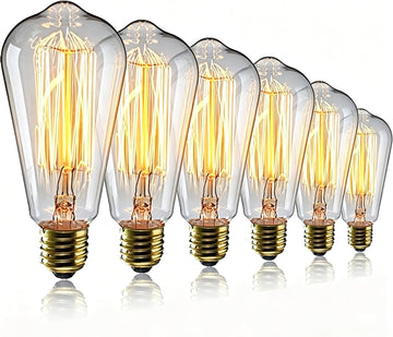 6 Pack 40W Edison Bulbs, ST64 Vintage Incandescent Light Bulbs(Dimmable)
