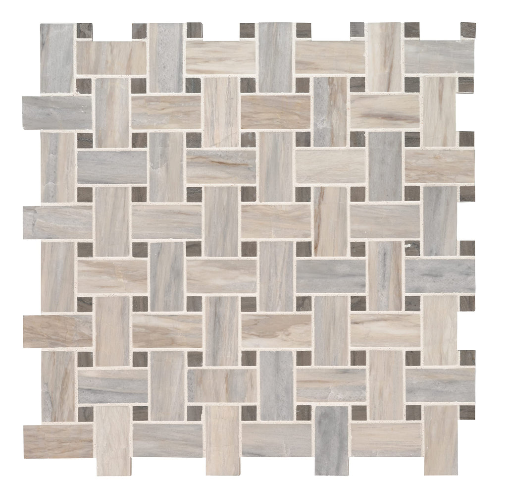 Marble Wall Tile | Angora Basketweave Warm White | 12.5" x 12.5"