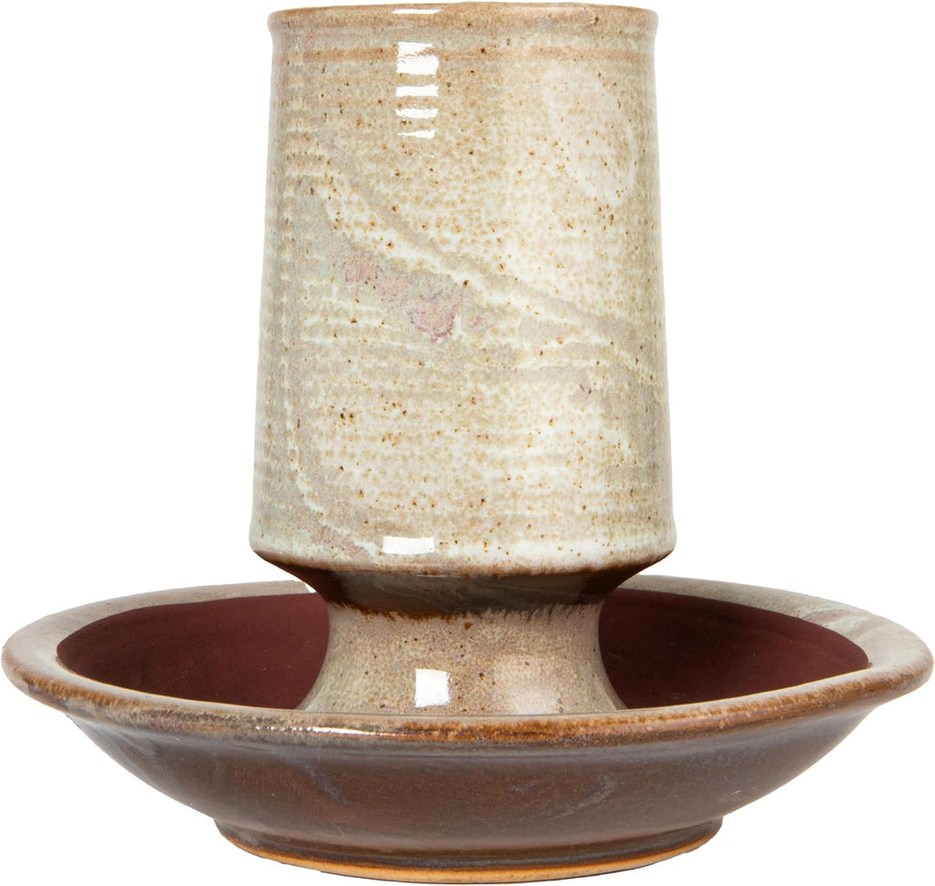 Stoneware Match Holder with Striker Plate and Reactive Glaze, Grey
