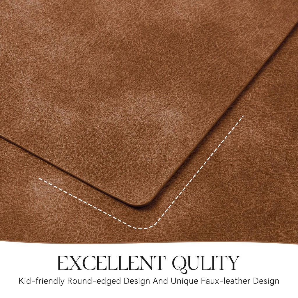 Vinyl Faux Leather Placemats, Set of 8, Reddish Brown