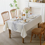 Linen Style Embroidered Tablecloth, Waterproof and Wrinkle-Resistant Table Cloth Rectangle Tables, F