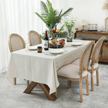60 x 120 inches Farmhouse Style Linen tablecloths, Wrinkle Resistant Washable Dining Room Table Cloths for 8 Foot