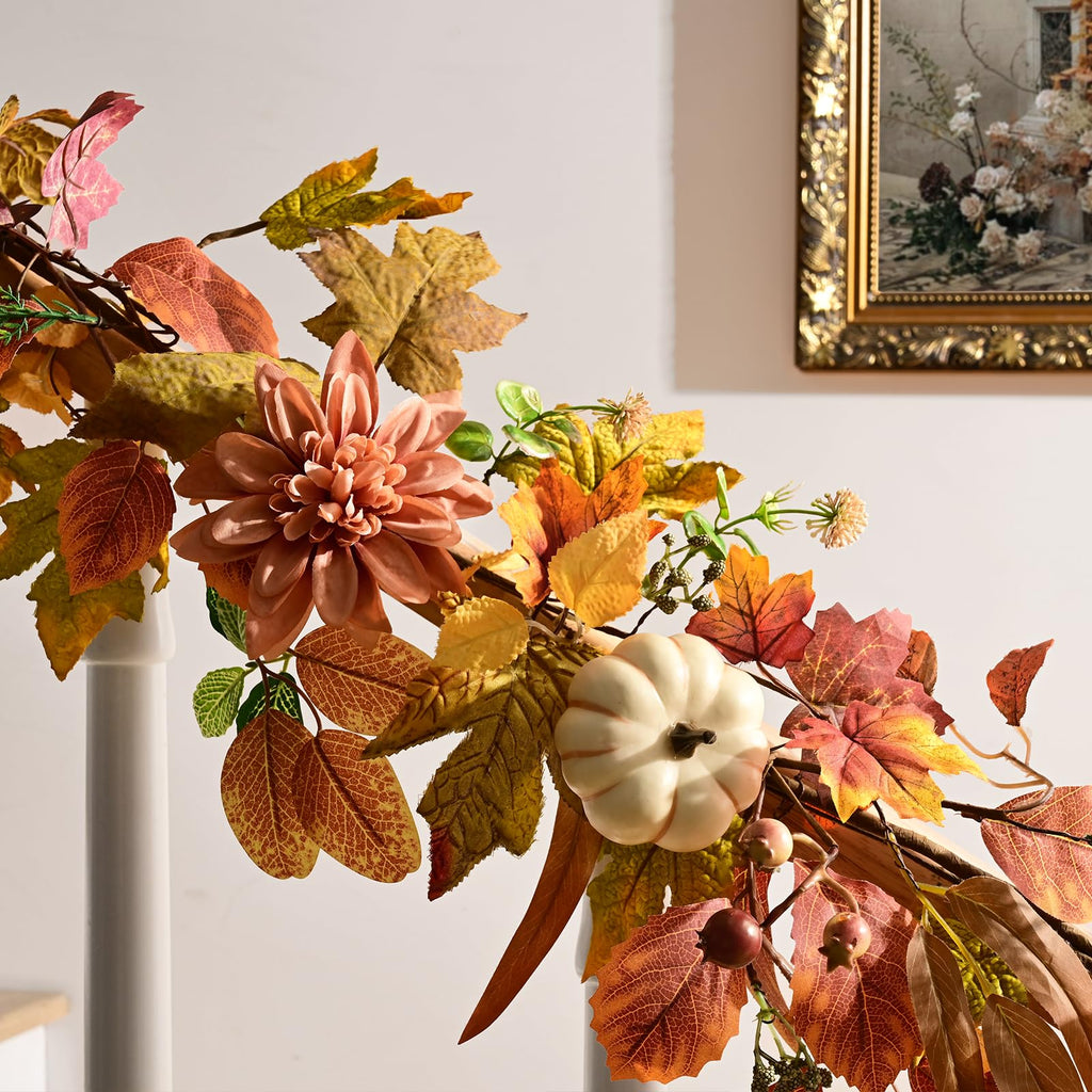 Fall Decorations, Fall Garland for Mantle with Lights