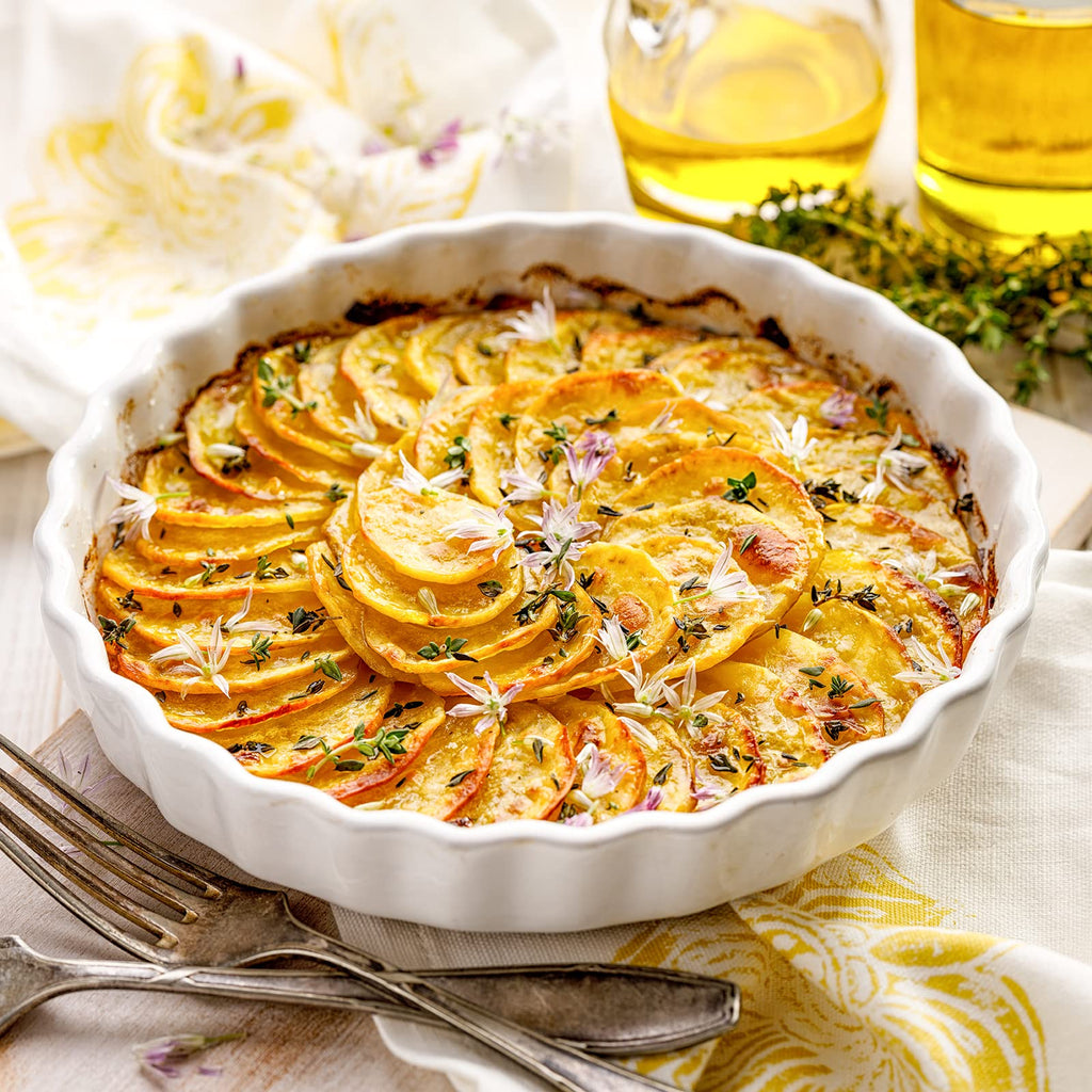 9.5 Inch Ceramic Tart Pan Set of 2 - Porcelain Quiche Baking Dish with Fluted Edge, Round Pie Pan for Chicken Pot